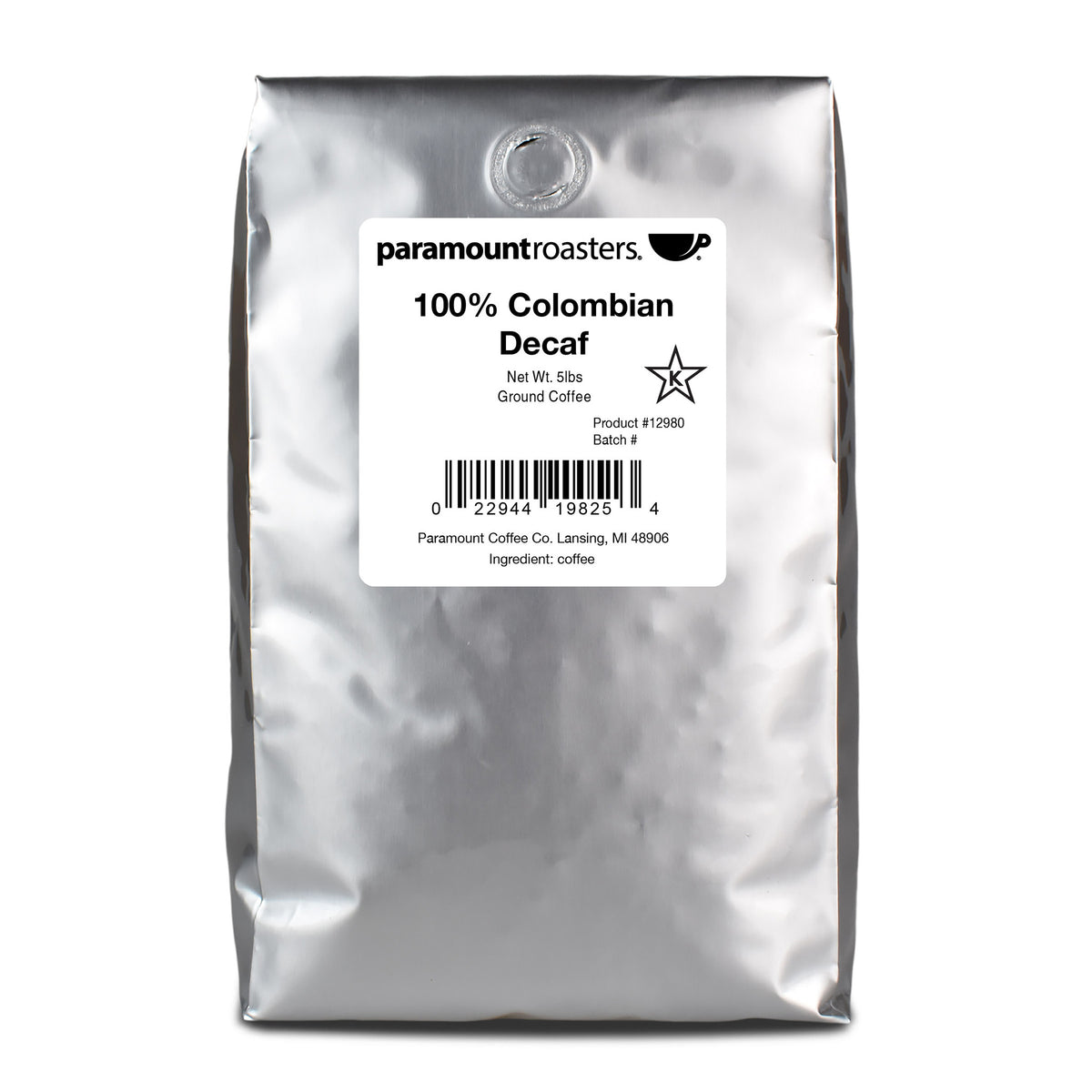 100% Colombian Decaf 5lb Ground Coffee