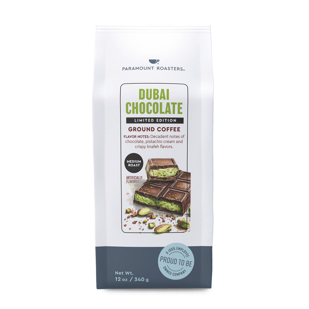Dubai Chocolate 12oz Flavored Ground Coffee – Paramount Coffee