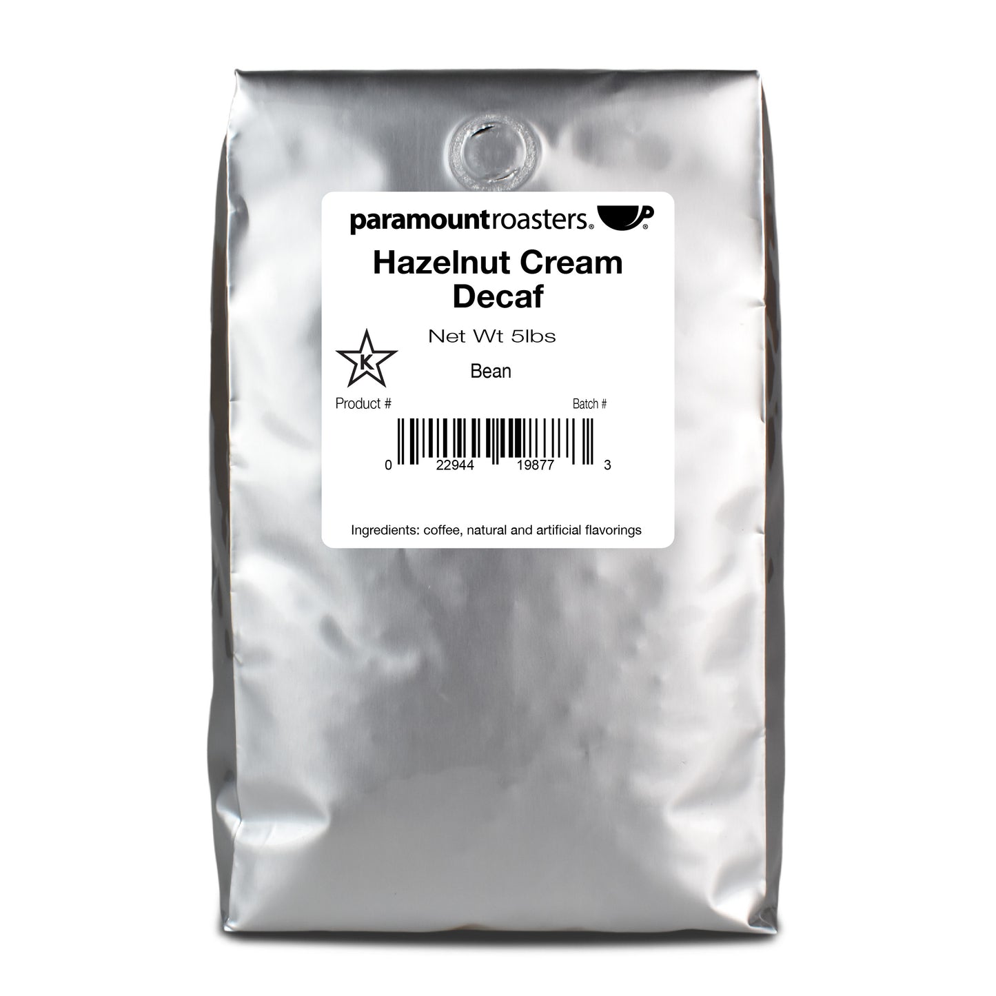 Hazelnut Cream Decaf 5lb Flavored Whole Bean Coffee