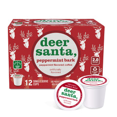 Deer Santa Peppermint Bark Flavored 12ct Single Serve Coffee