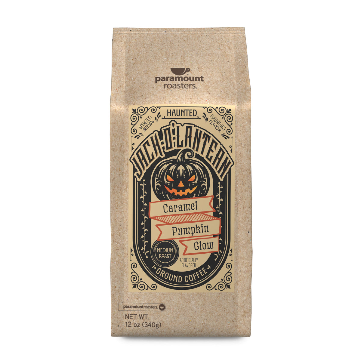Halloween Jack-O-Lantern Caramel Pumpkin 12 oz Flavored Ground Coffee