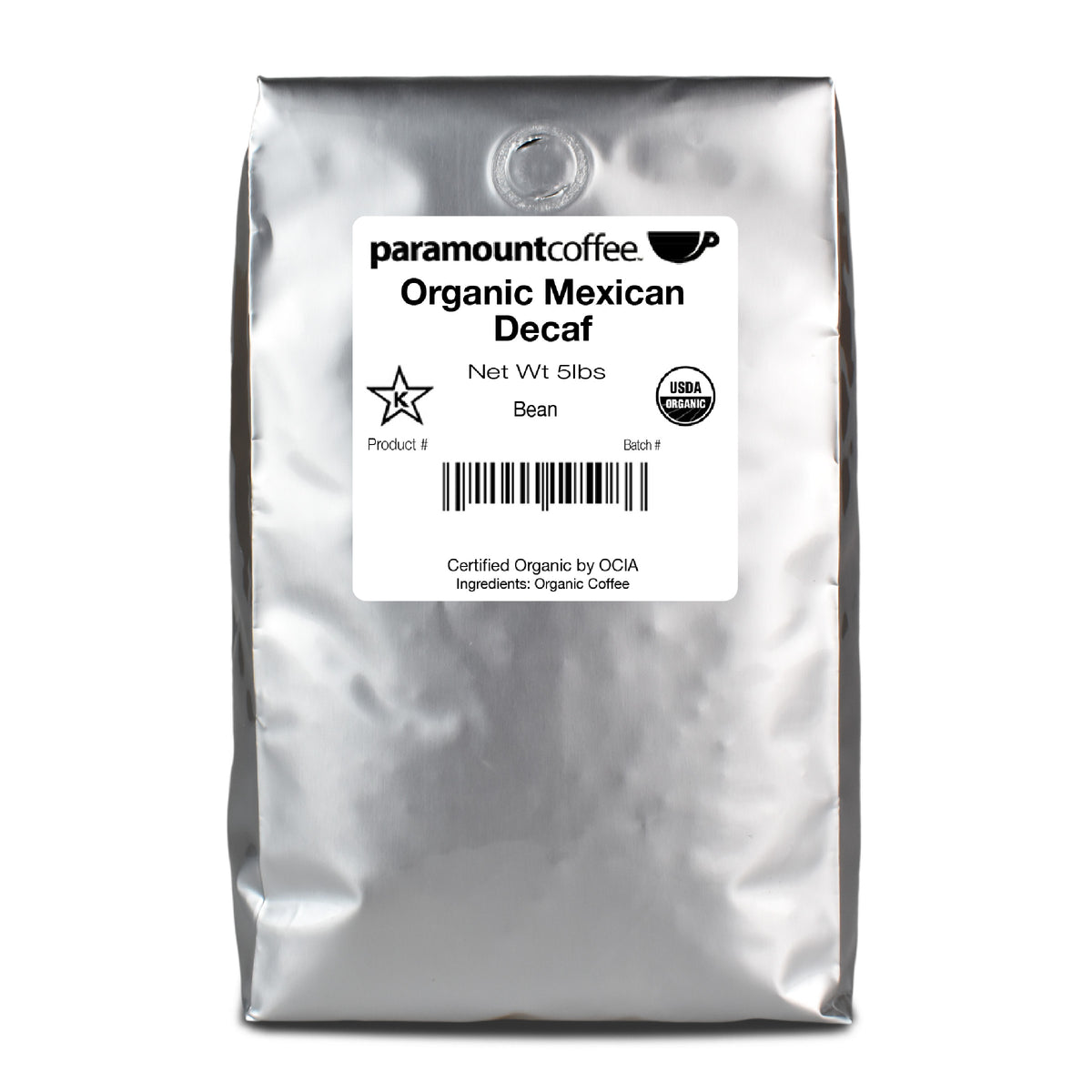 Organic Mexican Decaf SWP 5lb Whole Bean Coffee